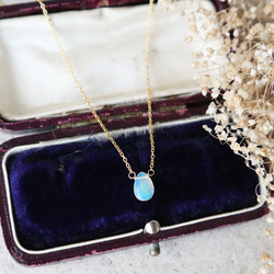 14kgf】宝石質エチオピア産クリスタルオパールの一粒ネックレス＊10月