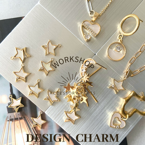 2pcs】18kgpシェルプチスタージルコニアチャーム チャーム Workshop  