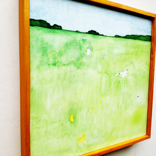 油彩画『光影共鳴』 原画 一点物 アート 一点物】原画「原っぱ」※アートパネル 絵画 絵と額縁