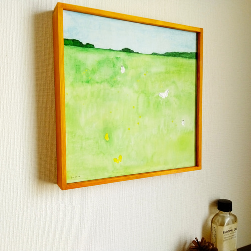 一点物】原画「原っぱ」※アートパネル 絵画 絵と額縁 一点物】原画「原っぱ」※アートパネル 絵画 絵と額縁