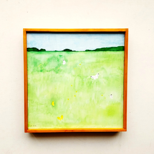 一点物】原画「原っぱ」※アートパネル 絵画 絵と額縁 通販