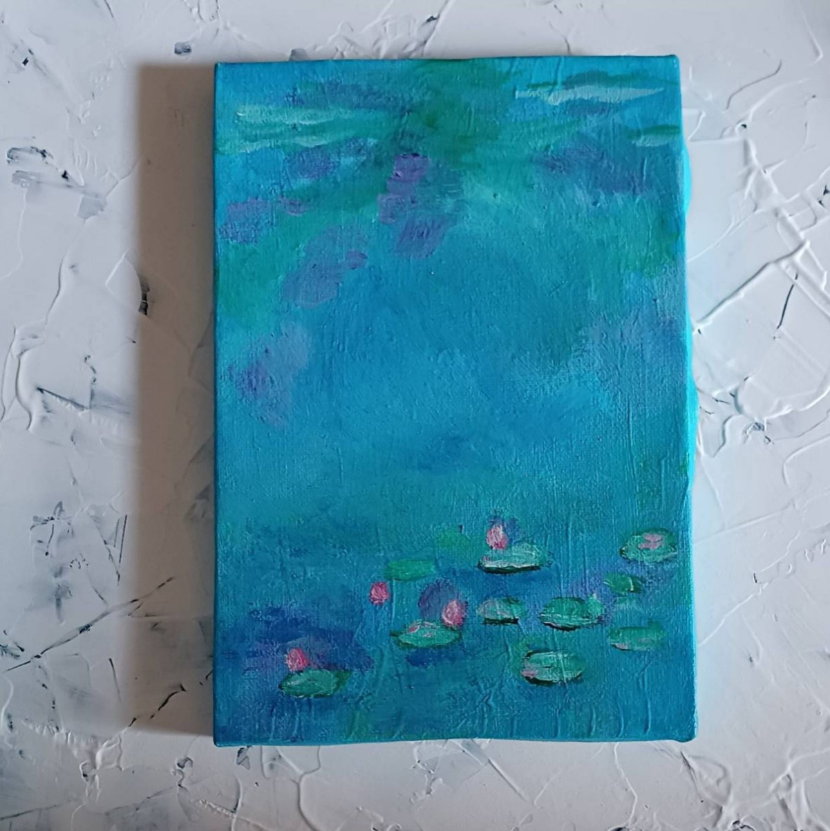 50cm 睡蓮 印象派 約70cm x 油彩画