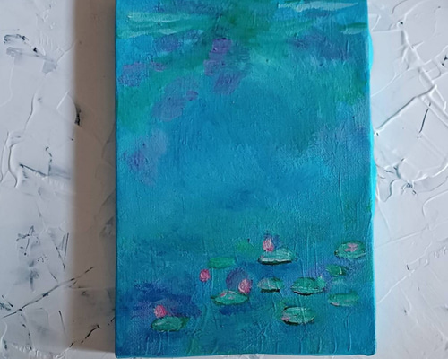 水蓮の油絵です 印象派 水面と睡蓮 A 227×158 絵画 Hisako 通販 15788911