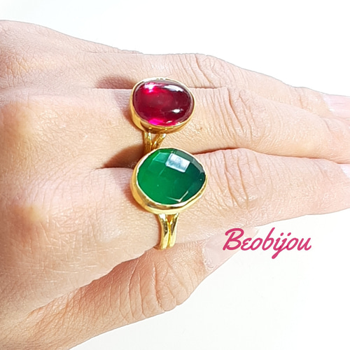 高い素材 最新作☆『Green 指輪 Onyx』の世界でひとつの天然石リング アクセサリー