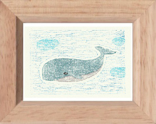 小さな額絵・くじら／887 版画 hiro 通販 15789031｜Creema