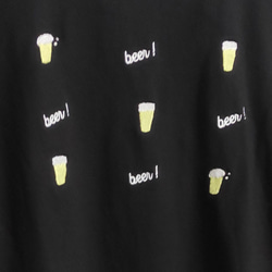 刺繍Tシャツ　beer!beer!beer!　ブラック 2枚目の画像