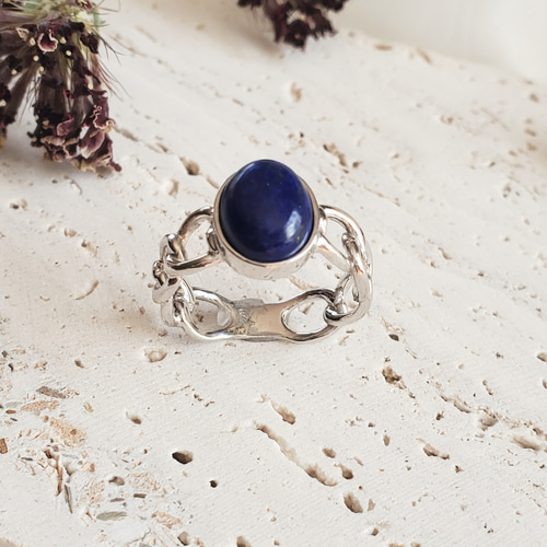 チェーンリング,個性的なシルバーリングラピスラズリ天然石リングRS