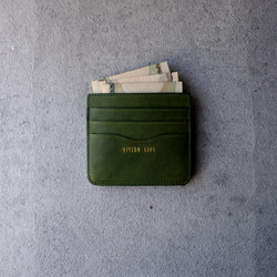 【名入れ 可】超薄型 コンパクト財布 "slice" モスグリーン 2枚目の画像