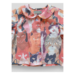 【cotton shirt (cat)】シャツ　ベビー　女の子　人気　出産祝い　猫　ピンク 3枚目の画像
