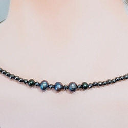 上品なブラックパール(淡水黒真珠)と 《鑑定済》高純度テラヘルツのネックレス 健康アクセサリー ジュエリー 9枚目の画像