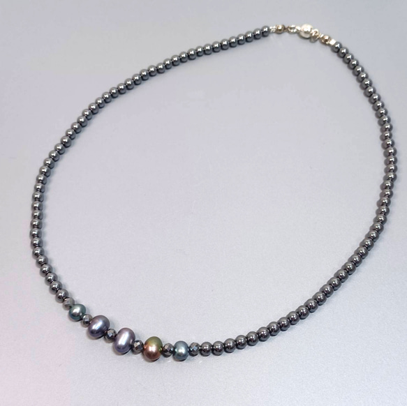 上品なブラックパール(淡水黒真珠)と 《鑑定済》高純度テラヘルツのネックレス 健康アクセサリー ジュエリー 8枚目の画像