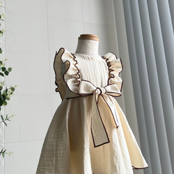 ハンドメイド　フリルウエストギザーワンピース セール】フリルギャザーバックリボンワンピ（ワンピース