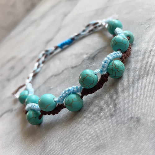 ターコイズビーズミサンガブレスレット ブレスレット らる 通販