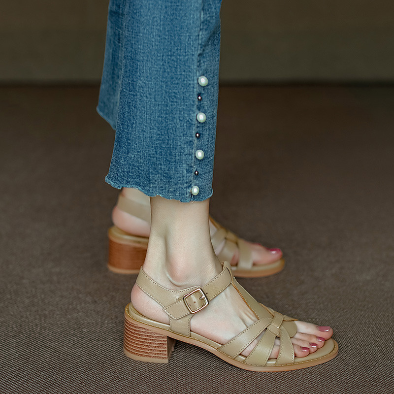サンダル ヒール 本革 ローヒール 厚底 歩きやすい 痛くない 女の子