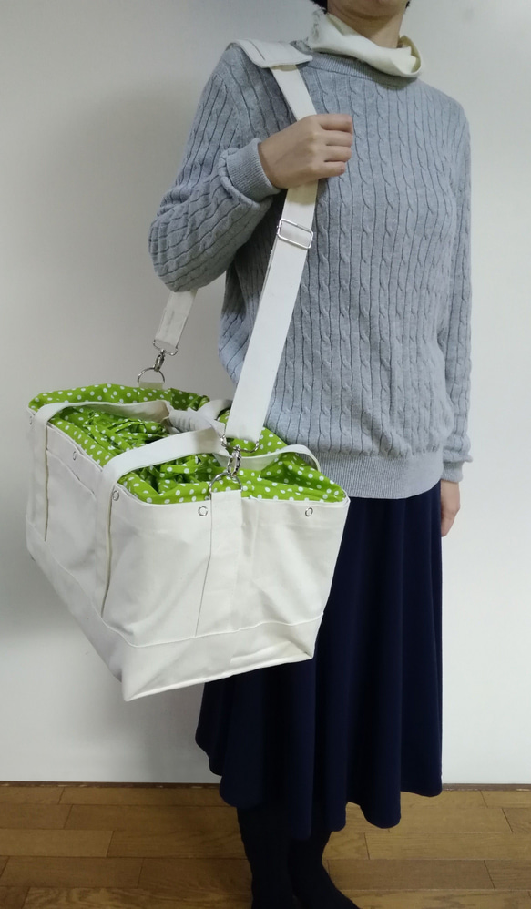 秋・冬用 インコ 通院バッグ（鳥・小動物用）オーダーメイド  帆布 キャリーバッグ ※ショルダー、肩パッド付 11枚目の画像