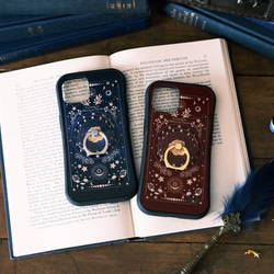 架空の洋書 "月夜の花" 12星座とアンティークフラワーの本 iPhoneグリップケース 4枚目の画像