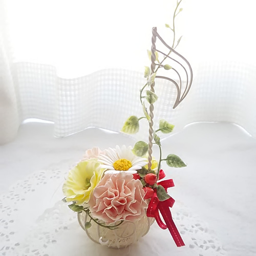 ❁音符型にキュートなクレイフラワーアレンジメント【ねいろ】Fancy