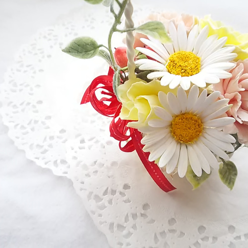 クレイフラワー❁ロココ調薔薇のフラワーアレンジメント❁ハンドメイド クレイフラワー♡ロココ調薔薇のフラワーアレンジメント