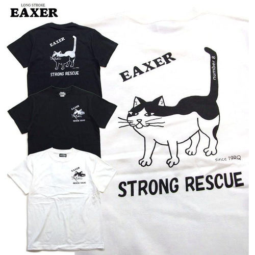 送料無料あり/レスキューTシャツ 黒S 特別猫救助隊 EAXER半袖T 送料無料あり/レスキューTシャツ 黒S 特別猫救助隊 EAXER半袖T