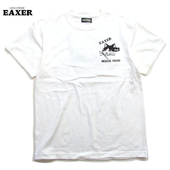レスキューTシャツ　白S 特別猫救助隊  EAXER半袖Tシャツ オリジナル消防団Tシャツ STRONG RESCUE 2枚目の画像