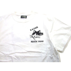 レスキューTシャツ　白S 特別猫救助隊  EAXER半袖Tシャツ オリジナル消防団Tシャツ STRONG RESCUE 3枚目の画像
