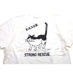 レスキューTシャツ　白S 特別猫救助隊  EAXER半袖Tシャツ オリジナル消防団Tシャツ STRONG RESCUE 4枚目の画像