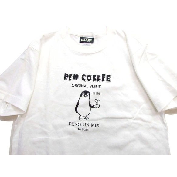 ペンギンコーヒーTシャツ S  ペンギン半袖Tシャツ オリジナルT penguin coffee ネコポス可 EAXER 4枚目の画像