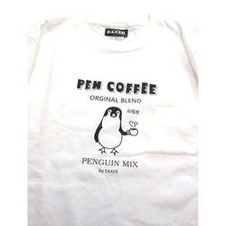 ペンギンコーヒーTシャツ S  ペンギン半袖Tシャツ オリジナルT penguin coffee ネコポス可 EAXER 1枚目の画像