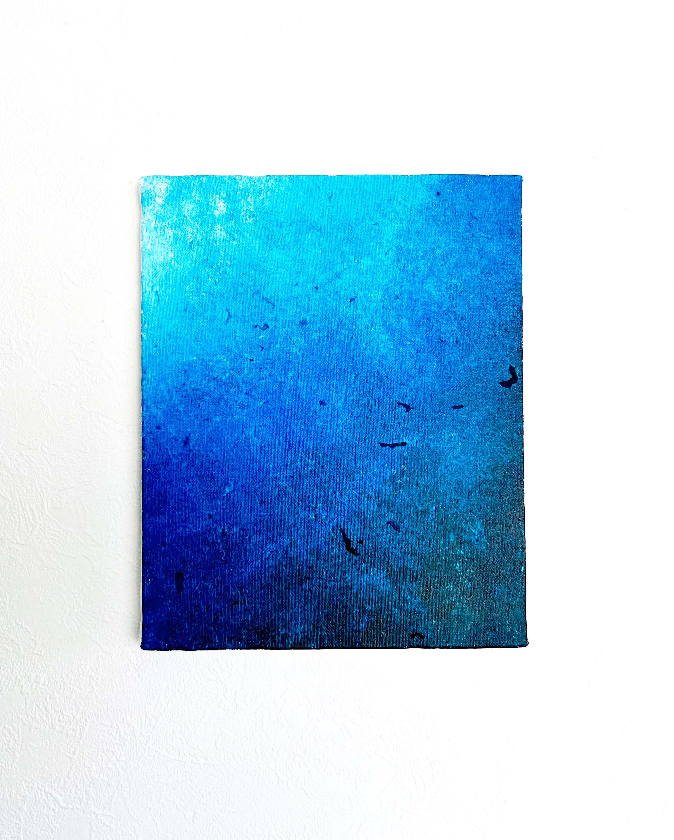 旅だちをイメージした不思議な抽象絵画。グアッシュなどさまざま