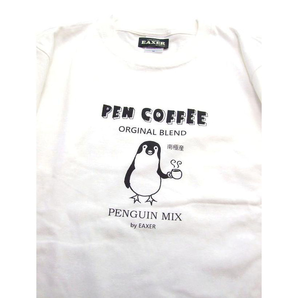 ペンギンコーヒーTシャツ M  ペンギン半袖Tシャツ オリジナルT penguin coffee ネコポス可 EAXER 2枚目の画像
