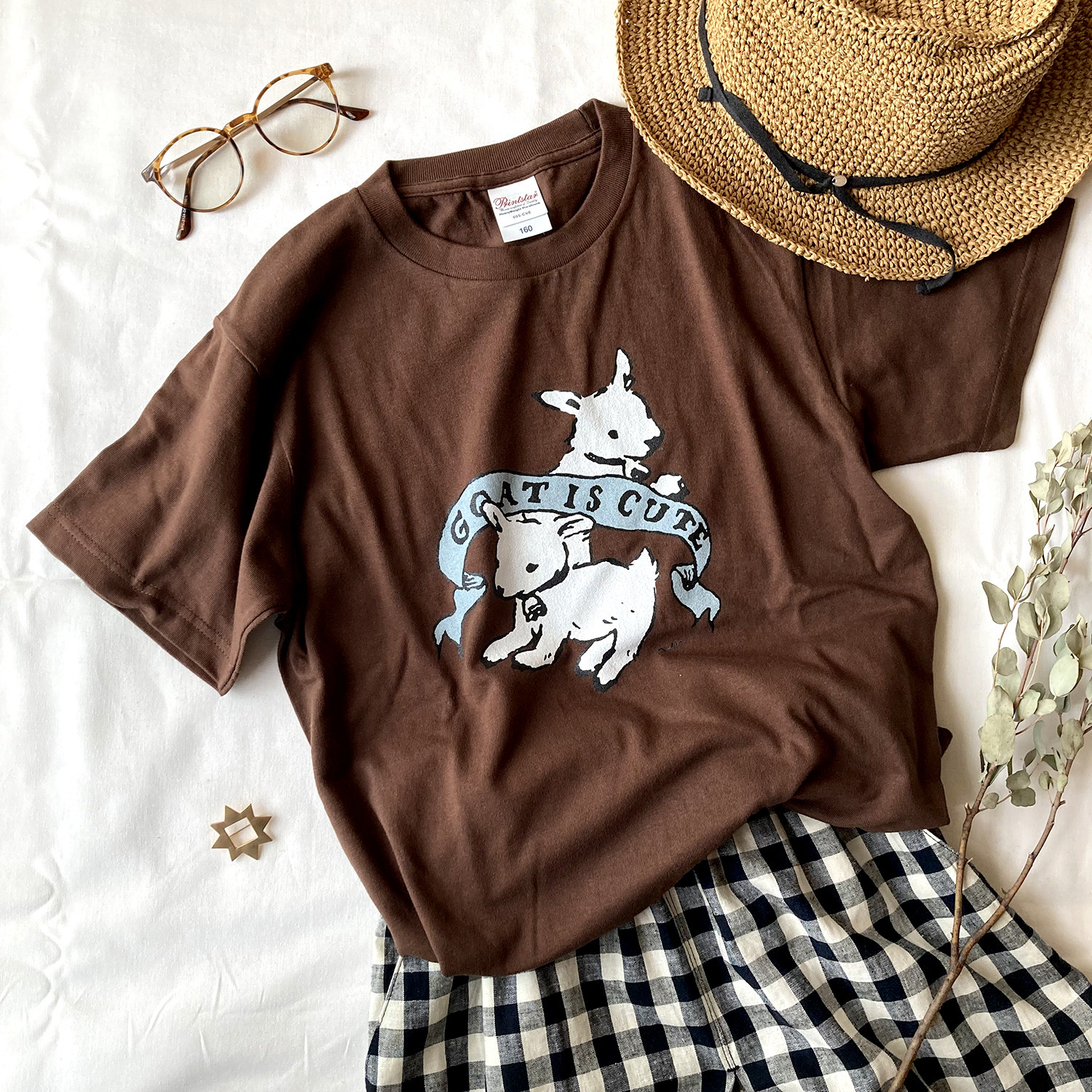 再販予定あり【５月下旬発送】Goat is cute Tシャツ（チョコ