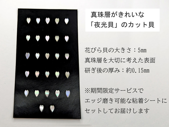 「夜光貝」螺鈿細工用の花びら／カット貝アクセサリーパーツ（5㎜）25枚＋2枚 3枚目の画像
