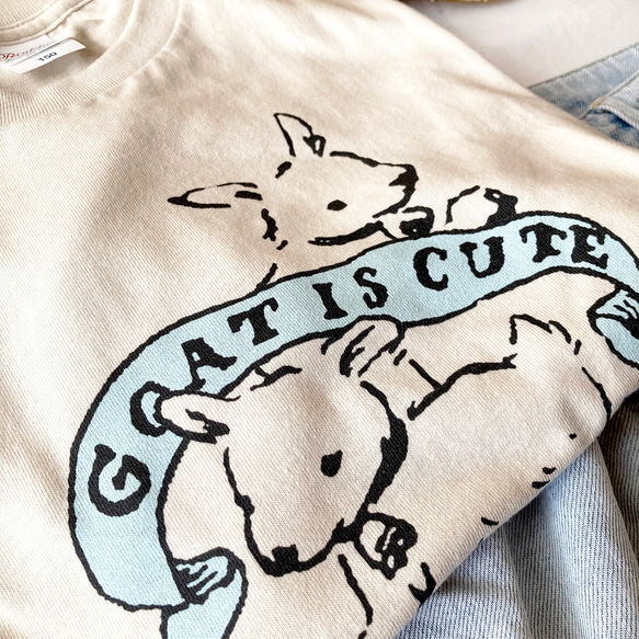 【５月中旬発送】Goat is cute Tシャツ（ミルクティ）｜子やぎは可愛い〔動物シリーズ〕 6枚目の画像