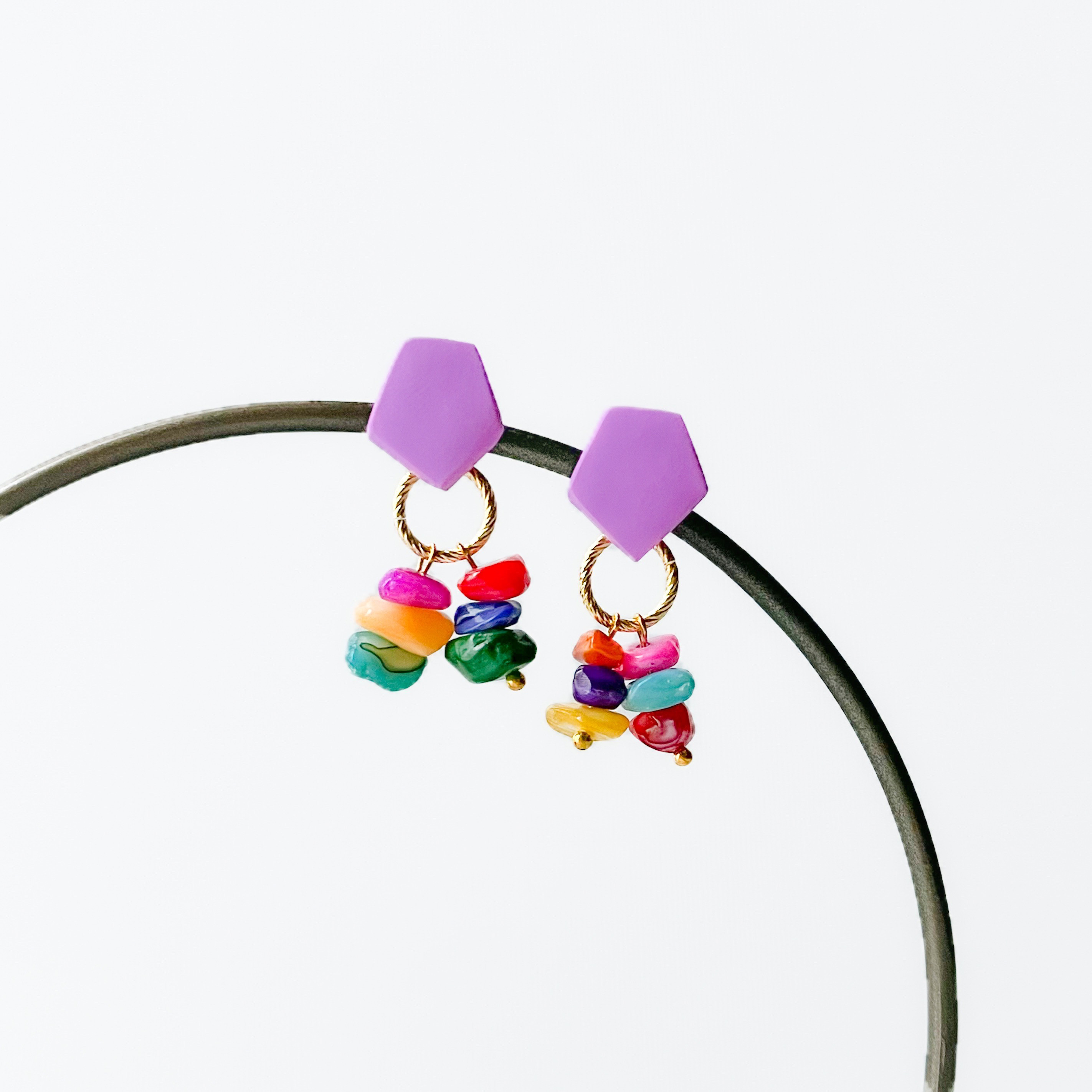 ポリマークレイ × ミニシェル costume jewelry ピアス -purple-