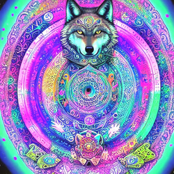 狼　曼荼羅　ドライ　Tシャツ　サイケデリック　アニマル　オオカミ　WOLF　グッズ　瞑想　ヨガ　ヒーリング　宇宙 2枚目の画像