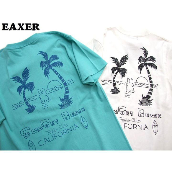 送料無料あり/サーフ兎Tシャツ うさぎt ホワイト L　EAXER ラビットビーチ 男女兼用 半袖Tシャツ　 5枚目の画像