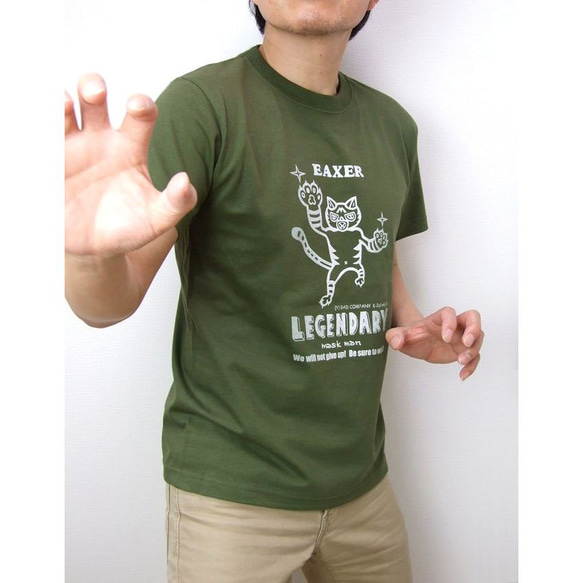 EAXER 伝説の猫マスクマンTシャツ L 男女兼用 イークサー ねこ半袖Tシャツ　戦うネコレスラーからの 4枚目の画像