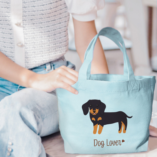 ダックスフンド シンプル柄 毛色7色 】 ミニキャンバス トートバッグ