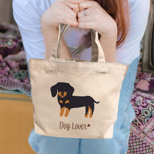 ダックスフンド シンプル柄 毛色7色 】 ミニキャンバス トートバッグ