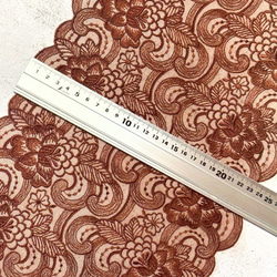 ▼値下げ▼ 2m レーヨンチュールレース スカラップ 広幅 蔓花柄 日本製 lace-No,161 / オレンジブラウン 10枚目の画像