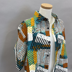キテンゲシャツ（半袖レギュラーカラー）（ランダムストライプ）★アフリカ布★ 8枚目の画像