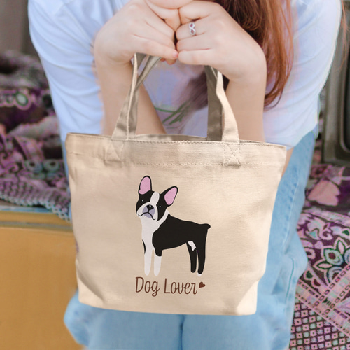 ボストンテリア シンプル柄 毛色1色 】 ミニキャンバス トートバッグ