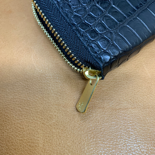 クロコダイル ポロサス ブラック L字ファスナー コンパクト財布
