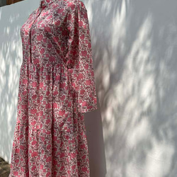 インド綿ワンピース　ピンクフラワーS 1枚目の画像