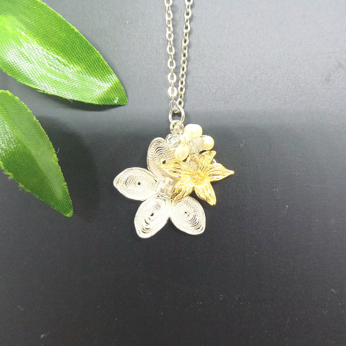 N-101]【秋田伝統工芸】銀線細工・チェーンネックレス② ネックレス