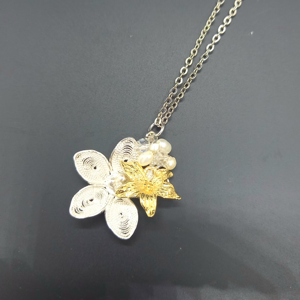 N-101]【秋田伝統工芸】銀線細工・チェーンネックレス② ネックレス