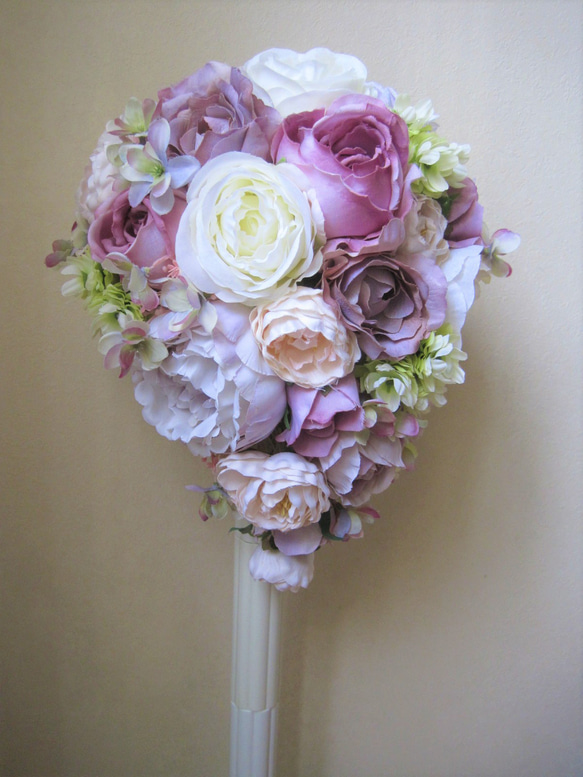 ティアドロップ型色ブーケ　ブートニア付き ティアドロップ型色ブーケ ブートニア付き 【公式通販】