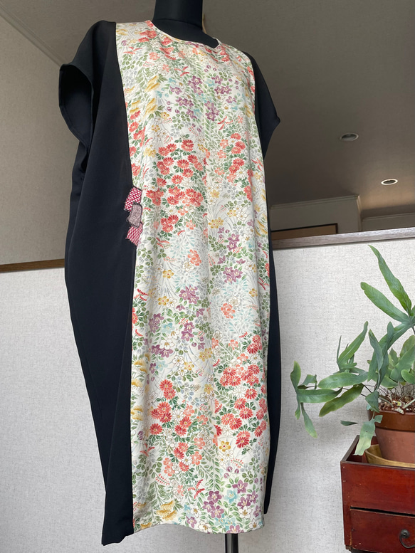 春夏 大きなサイズ 正絹着物リメイク 身幅130cm〜 ゆったりデザイン  