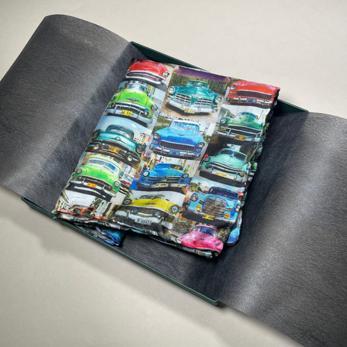 限定】一点物 チーフ イタリア生地 ポケットチーフ アメリカ 車  