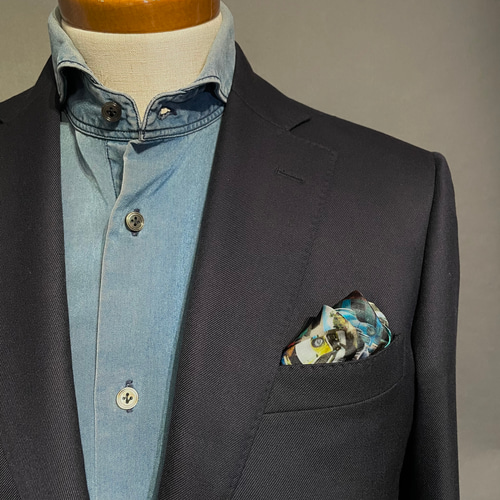 限定】一点物 チーフ イタリア生地 ポケットチーフ アメリカ 車  